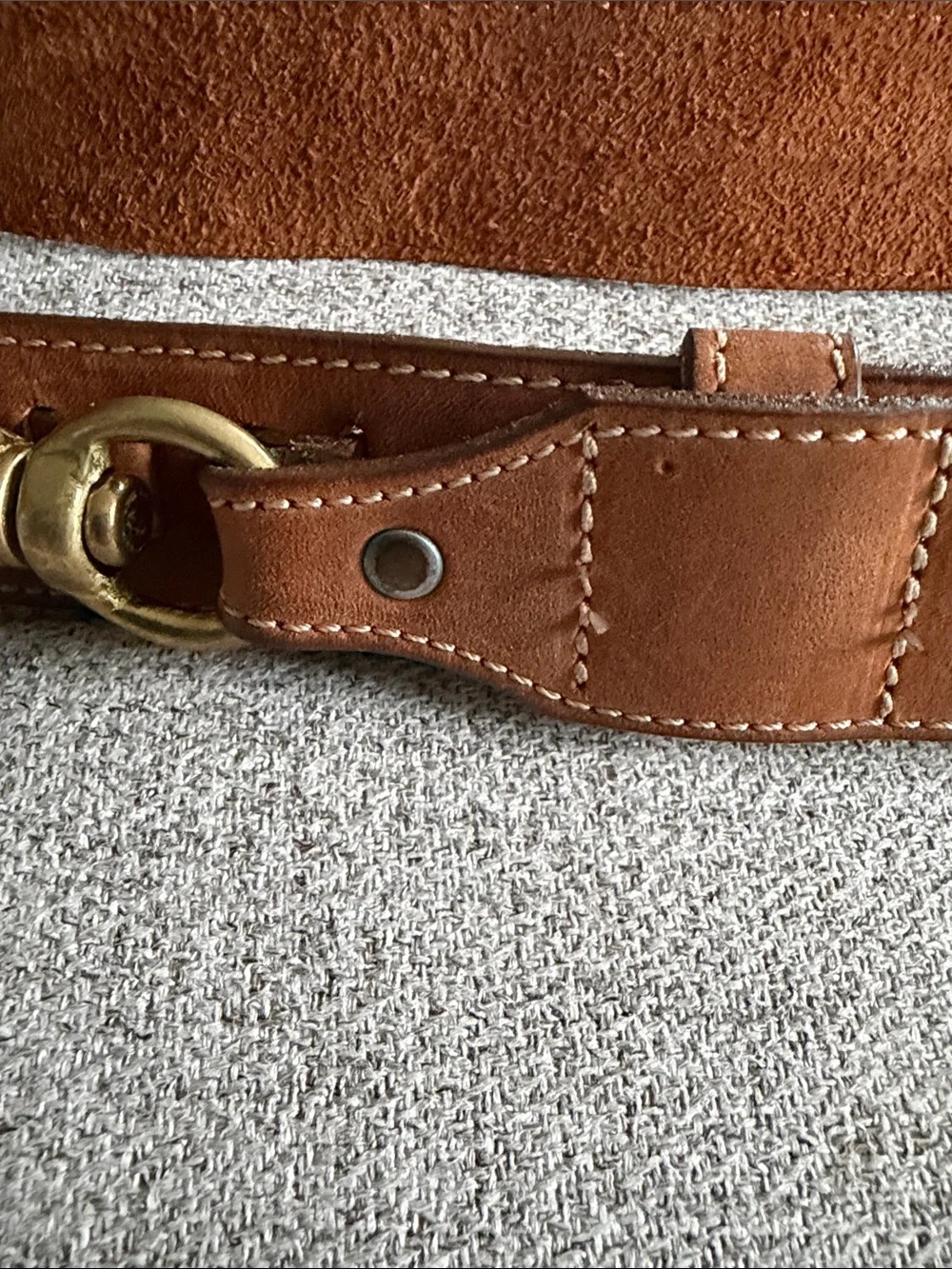 Vintage Brown Leather Belt Brass Clasp Size 38 Classic Casual